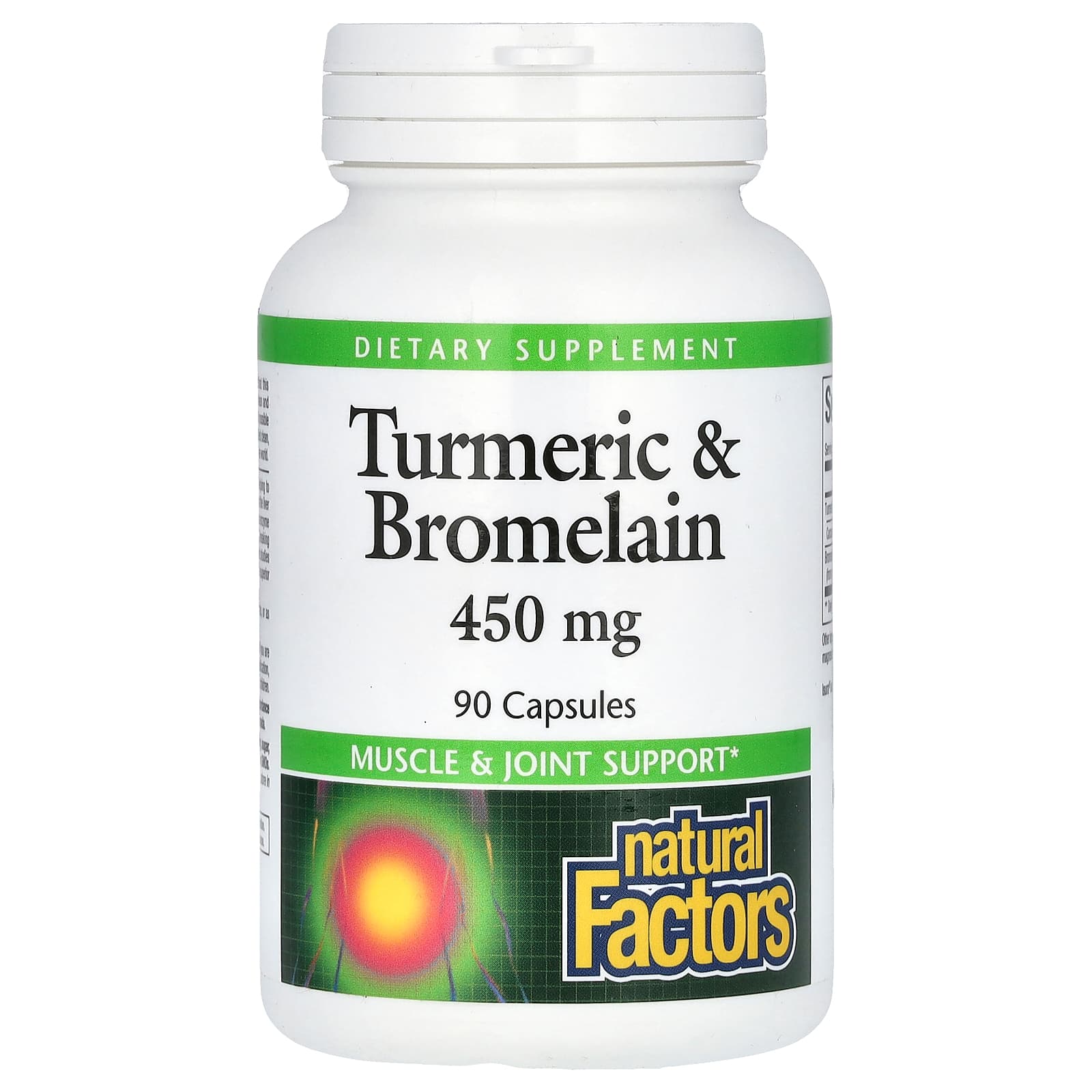 Natural Factors, Turmeric & Bromelain, 450 mg, 90 Capsules - Image 1