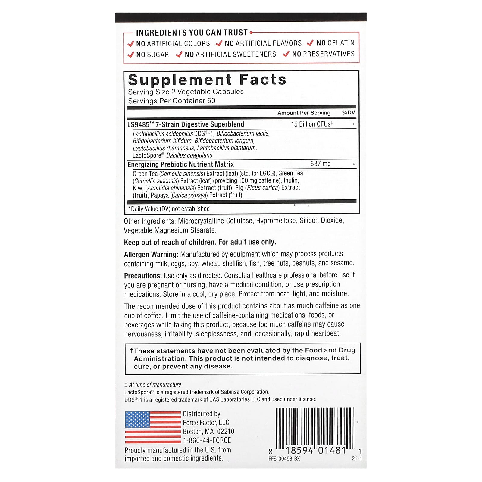 Force Factor ProbioSlim Extra Strength 120 Capsules - Image 2
