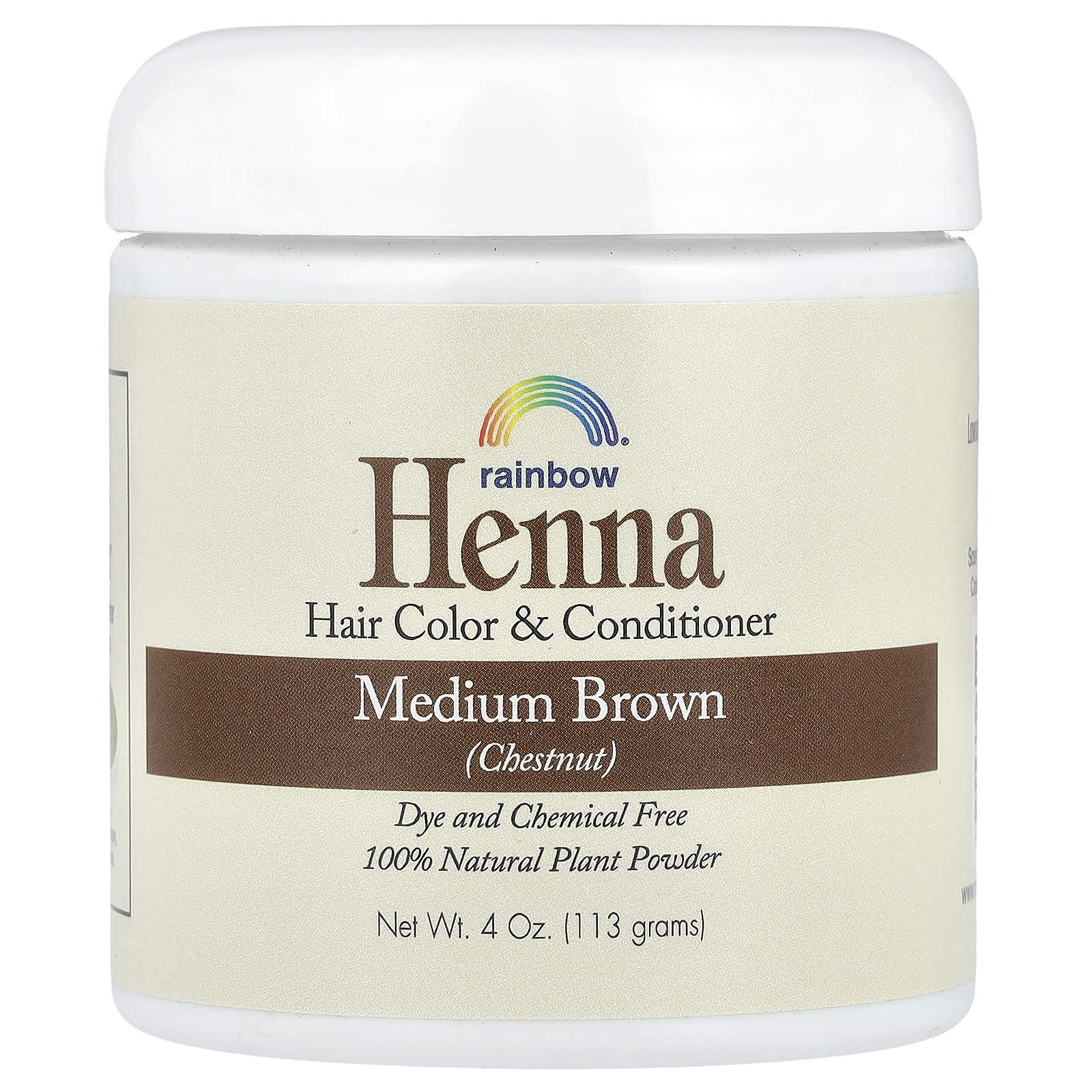 Rainbow Research, Henna, Hair Color & Conditioner, Medium Brown (Chestnut), 4 oz (113 g) - Image 1