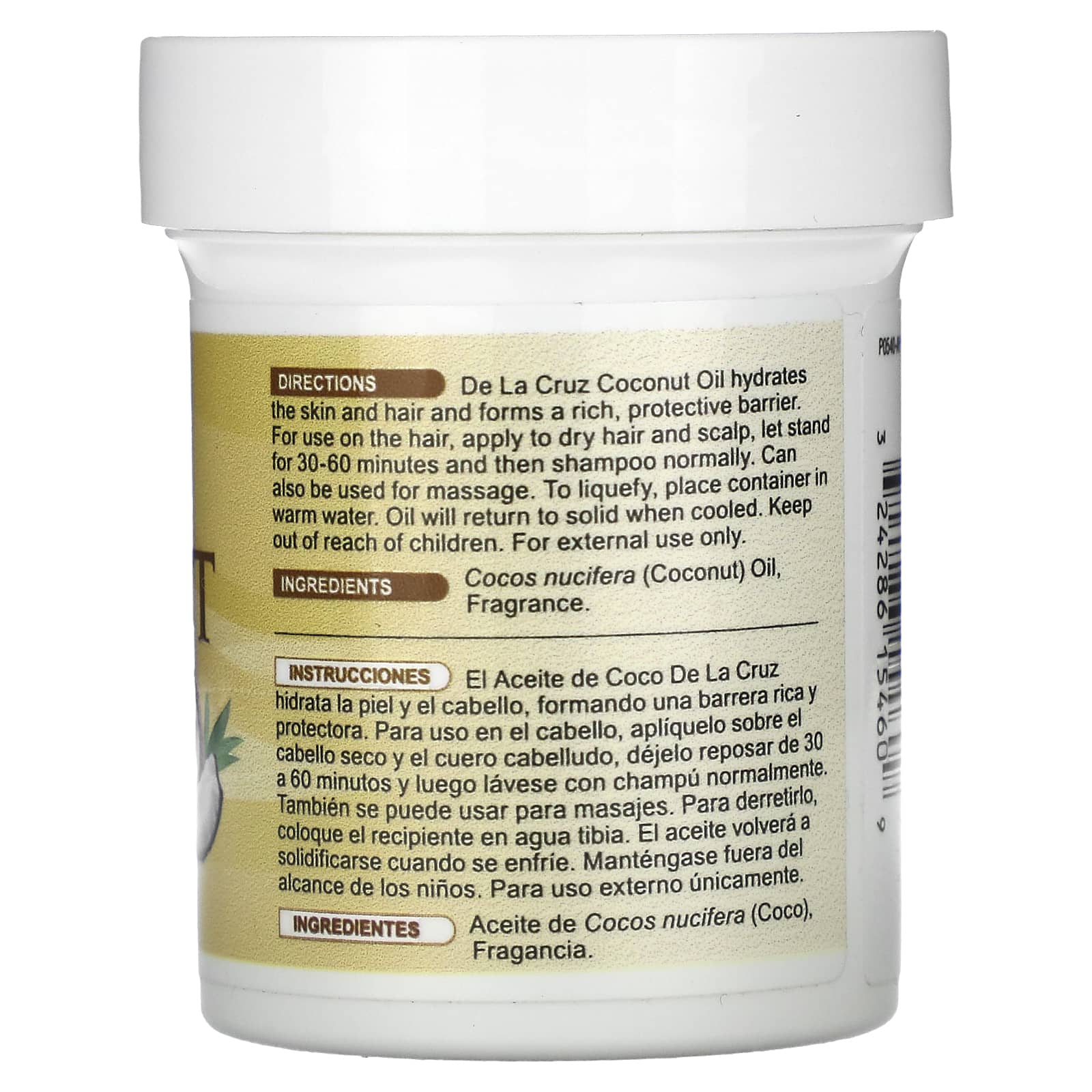 De La Cruz Coconut Oil Moisturizer for Hair & Skin - 2.2 oz (62.5 g) - Image 2