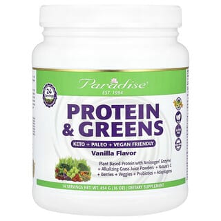 Paradise Herbs Vanilla Protein & Greens Powder, 16 oz (454g) - Superfood