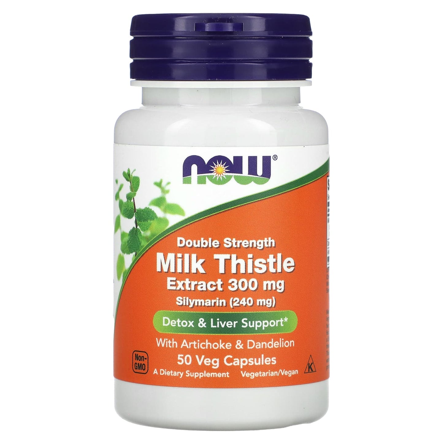NOW Foods, Milk Thistle, Double Strength, 300 mg, 50 Veg Capsules - Image 1