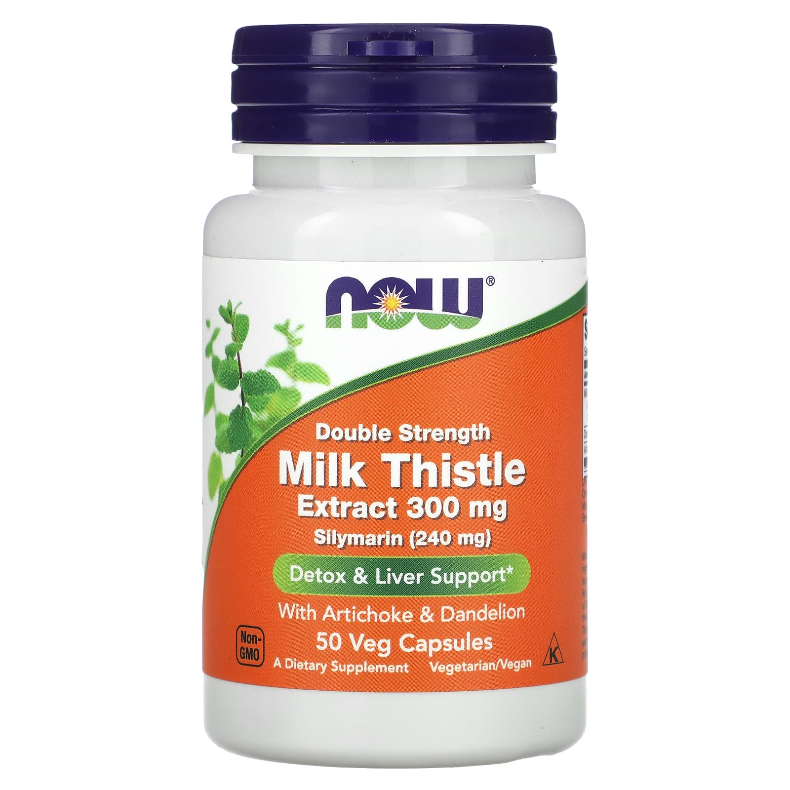 NOW Foods, Milk Thistle, Double Strength, 300 mg, 50 Veg Capsules - Image 1