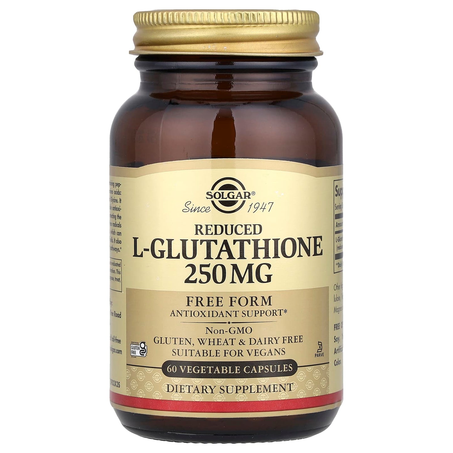 Solgar, Reduced L-Glutathione, 250 mg, 60 Vegetable Capsules - Image 1
