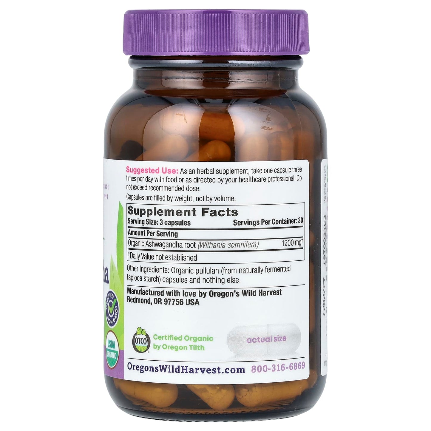 Oregon's Wild Harvest, Organic Ashwagandha, 90 Organic Vegan Capsules (400 mg per Capsule) - Image 2