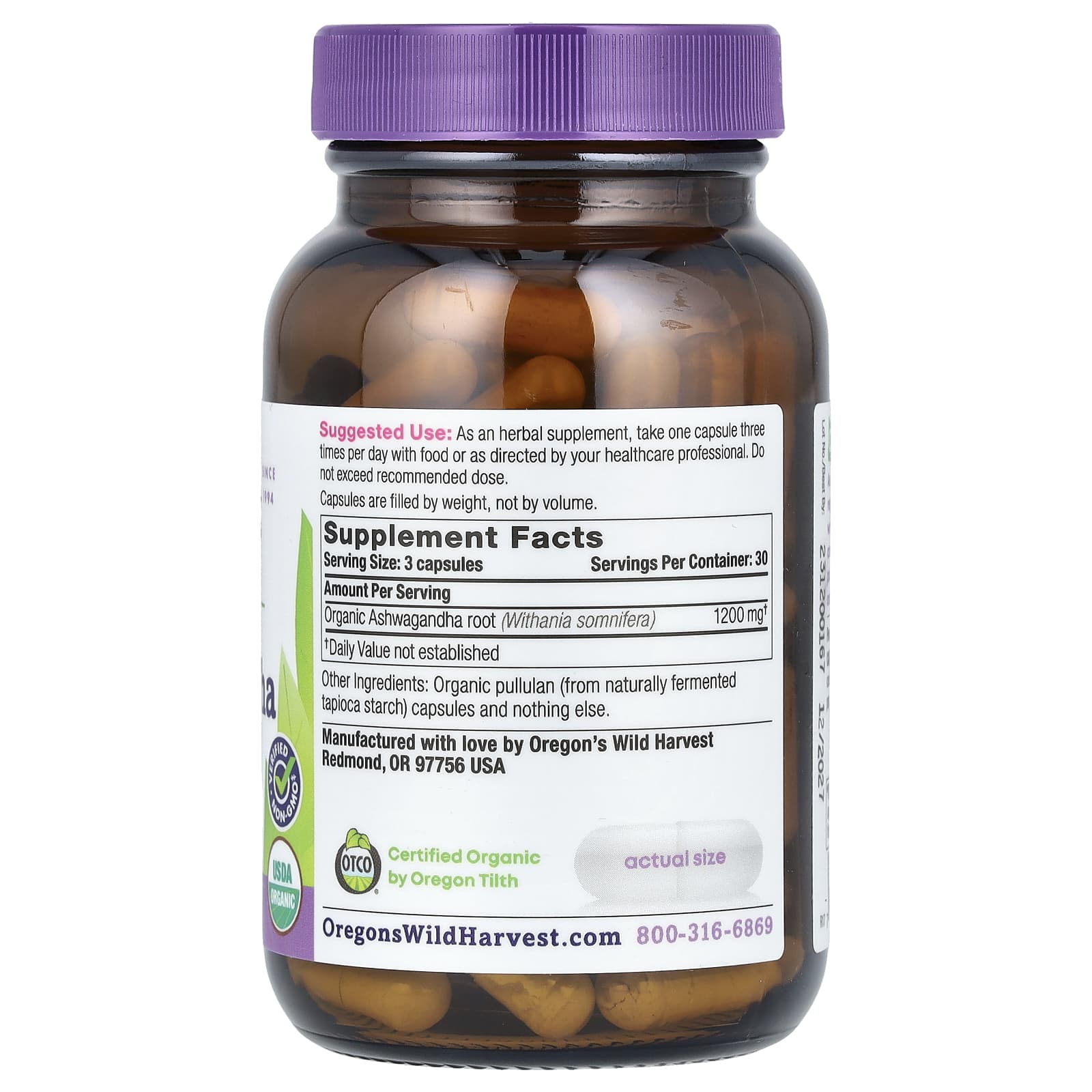 Oregon's Wild Harvest, Organic Ashwagandha, 90 Organic Vegan Capsules (400 mg per Capsule) - Image 2