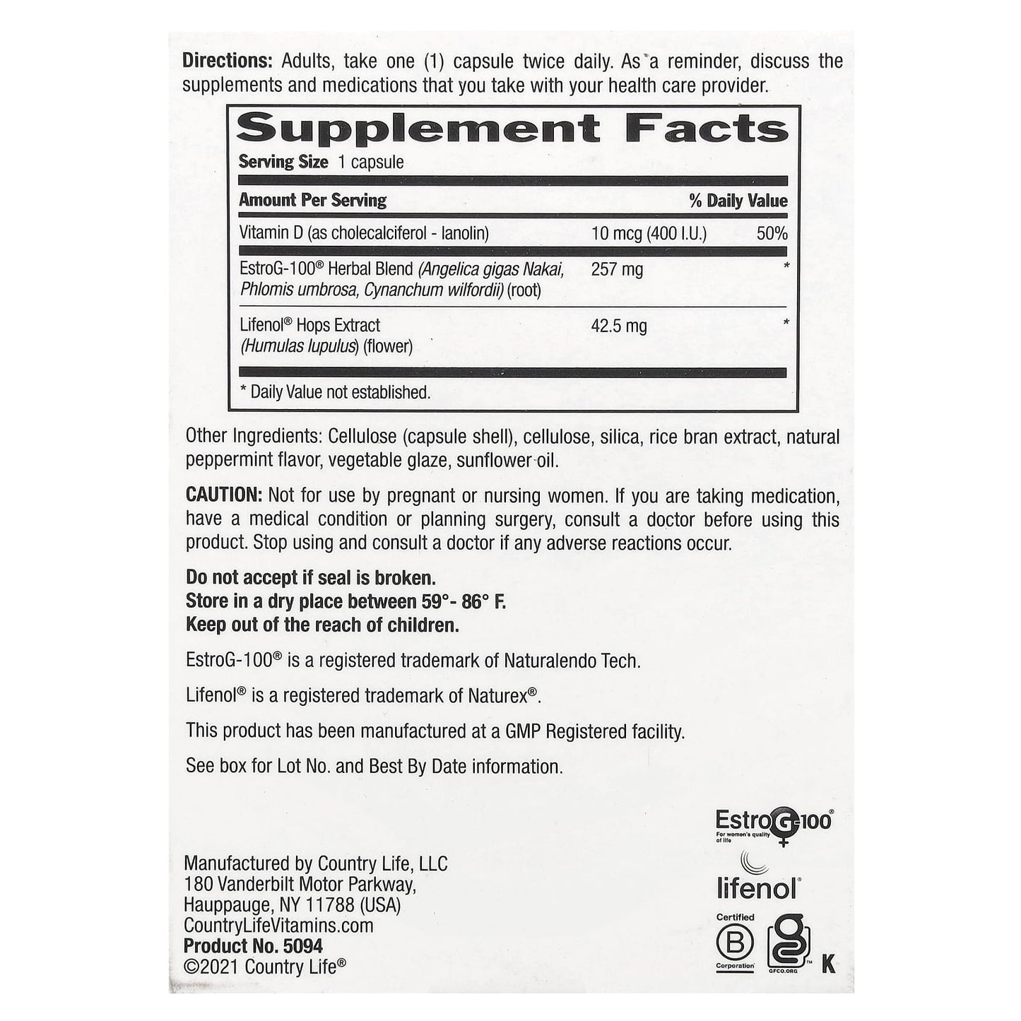 Country Life Menopause Rescue 60 Capsules - Clinically Tested Formula - Image 2
