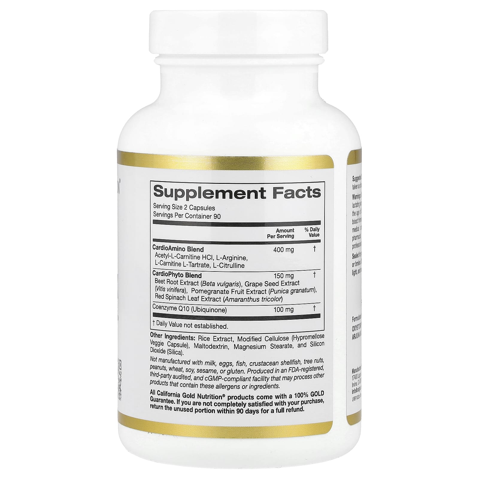 California Gold Nutrition Cardio Complex for Heart Health - 180 Veggie Capsules - Image 2