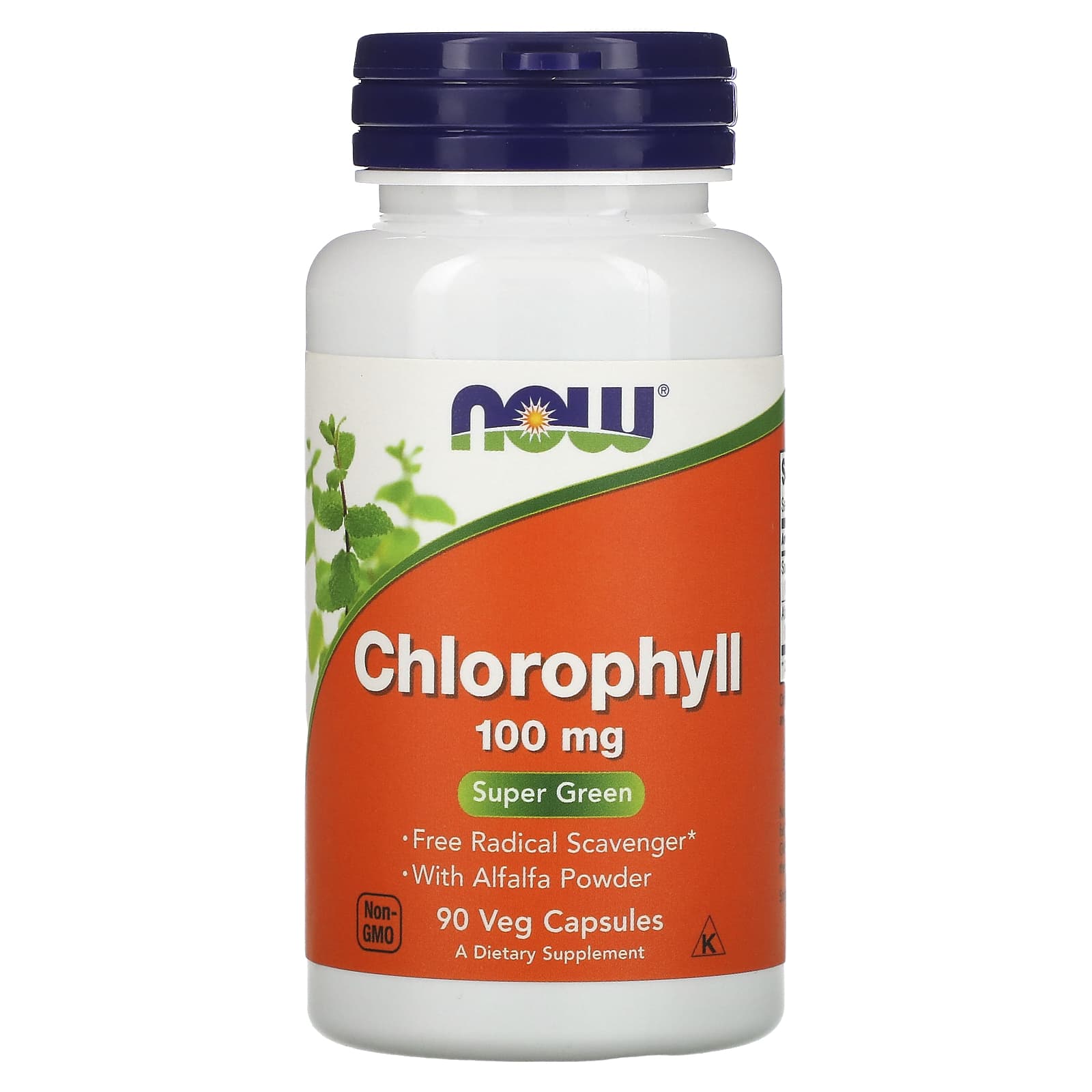 NOW Foods, Chlorophyll, 100 mg, 90 Veg Capsules - Image 1