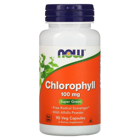 NOW Foods, Chlorophyll, 100 mg, 90 Veg Capsules - Image 1