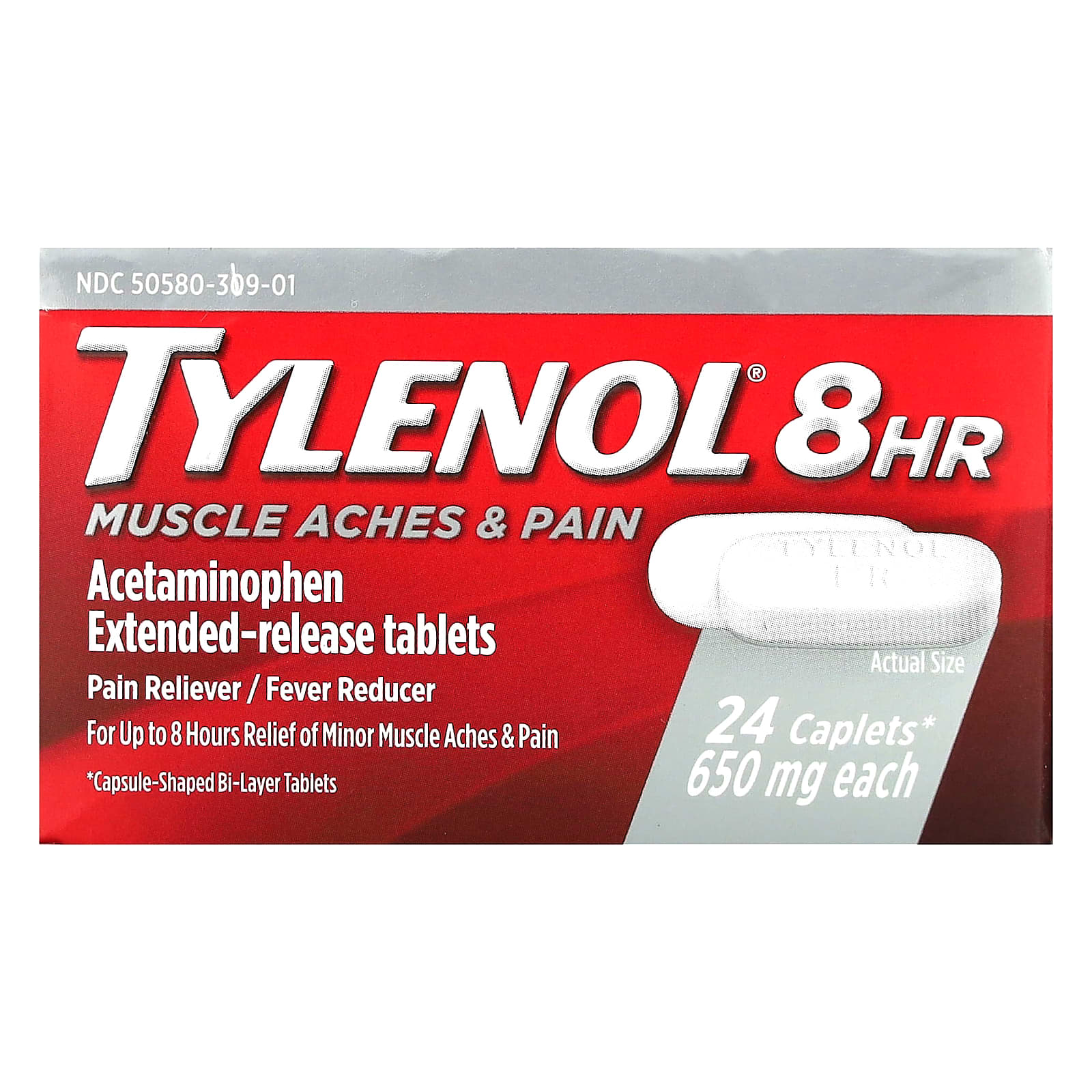 Tylenol, 8 HR Muscle Aches & Pain, 650 mg, 24 Caplets - Image 1