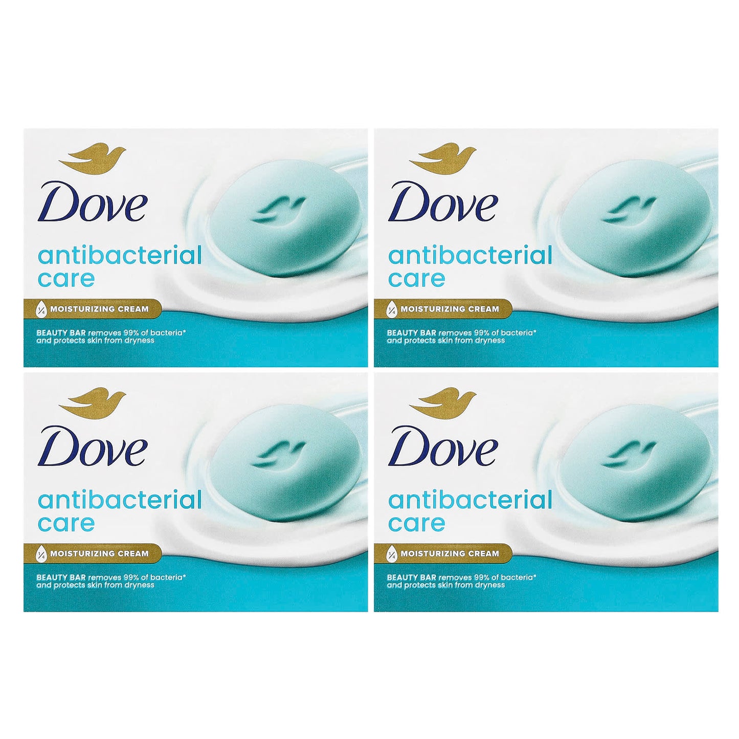 Dove Antibacterial Care Beauty Bar Soap for Soft, Moist Skin (4 Bars, 3.75 oz) - Image 1