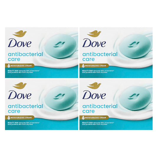 Dove Antibacterial Care Beauty Bar Soap for Soft, Moist Skin (4 Bars, 3.75 oz) - Image 1