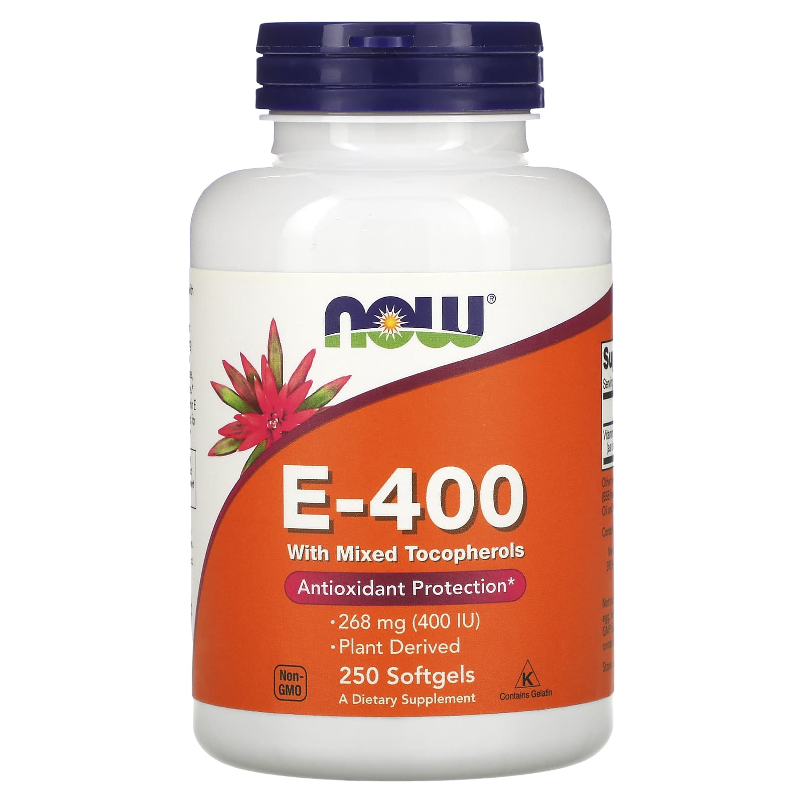 NOW Foods, E-400 with Mixed Tocopherols, 268 mg (400 IU), 250 Softgels - Image 1