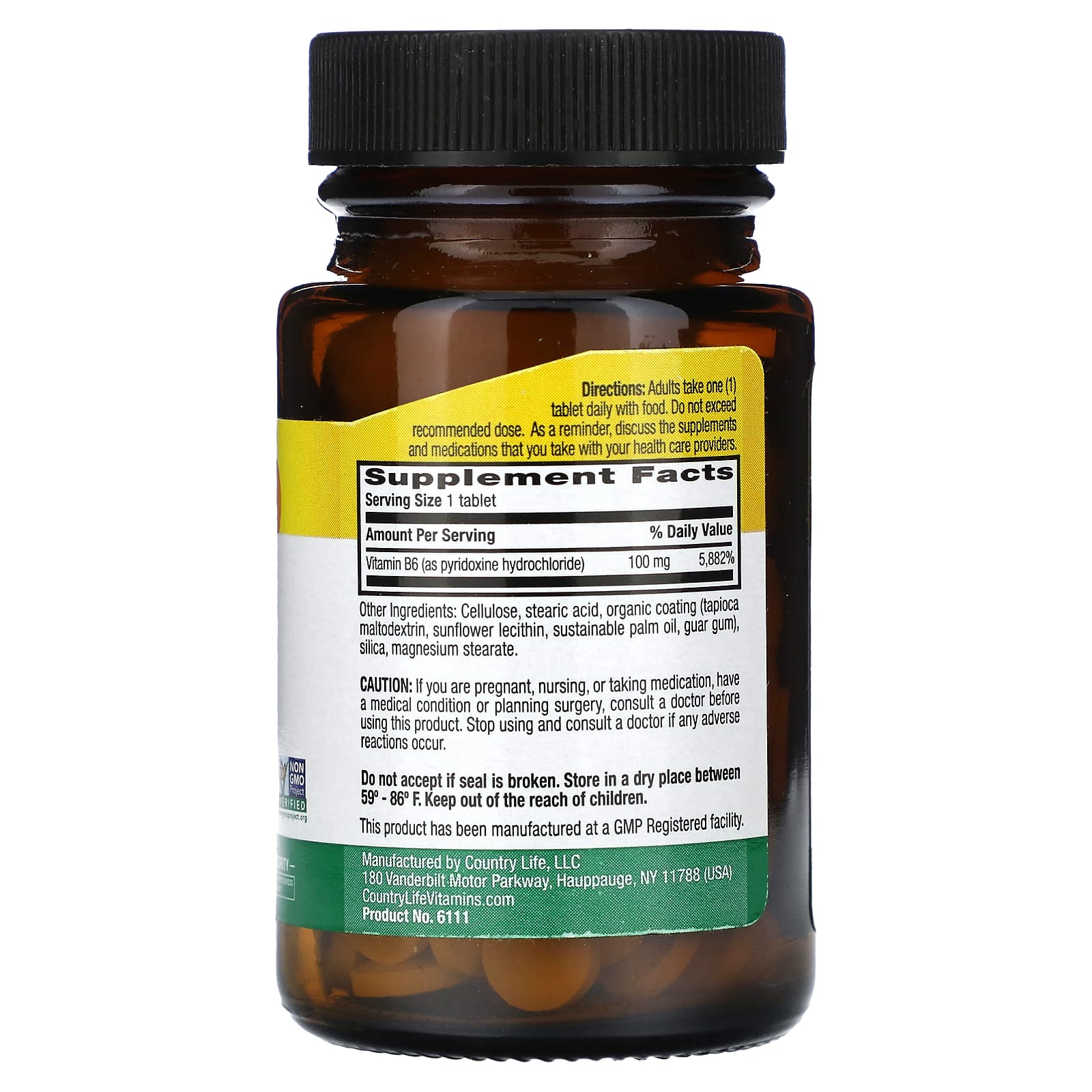 Vitamin B6 Supplement by Country Life, 100mg, 100 Tablets - Image 2