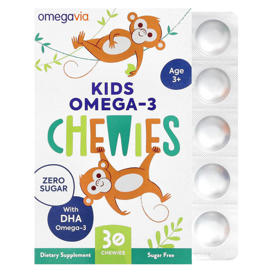 OmegaVia, Kids Omega-3 Chewies, Age 3+, Natural Fruit, 30 Chewies - Image 1