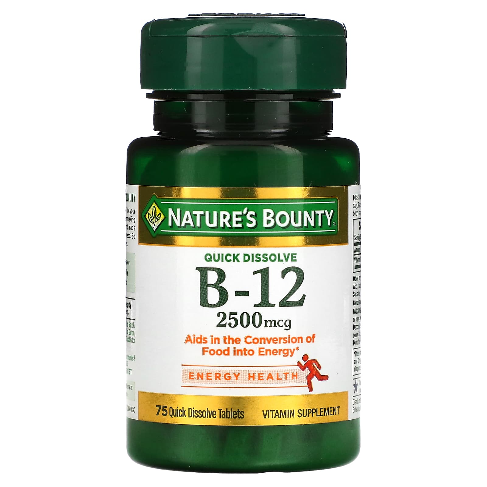 Nature's Bounty, B-12, Natural Cherry, 2,500 mcg, 75 Quick Dissolve Tablets - Image 1