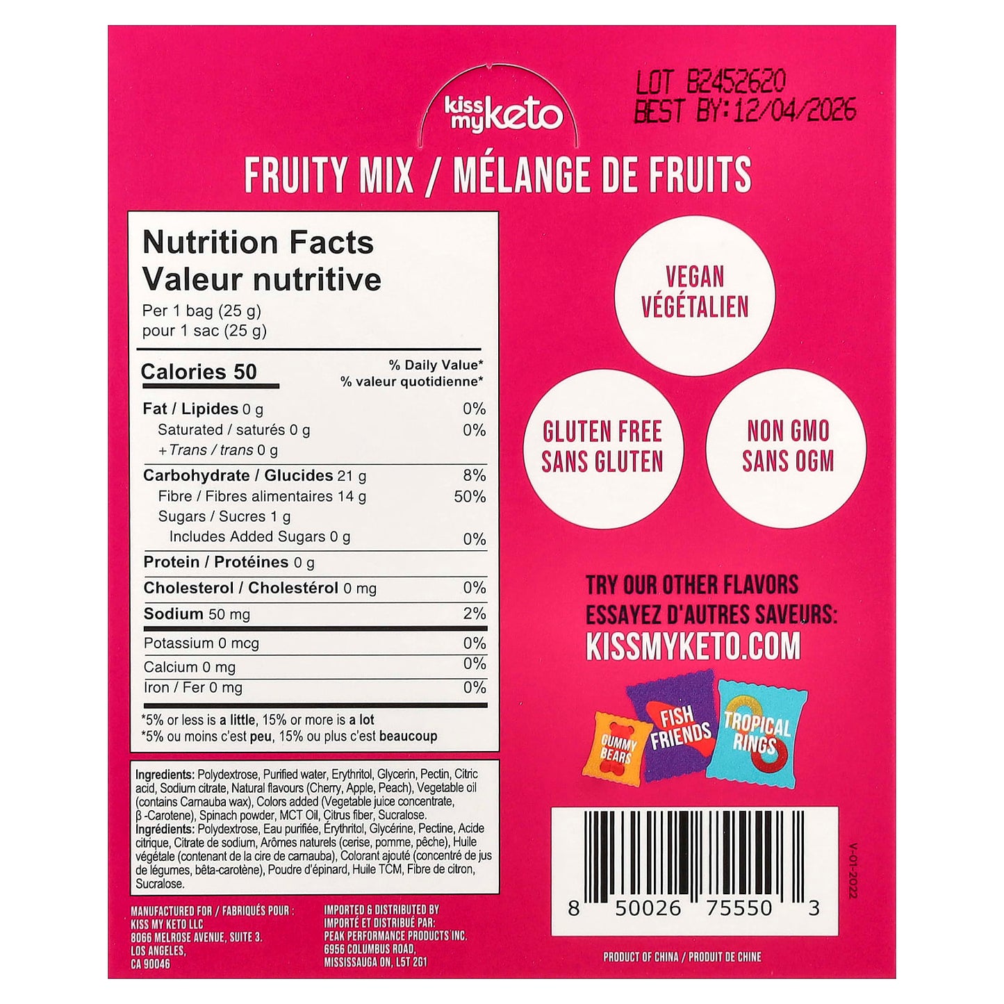 Kiss My Keto, Gummy Candy, Fruity Mix, 8 Bags, 0.88 oz (25 g) Each - Image 2