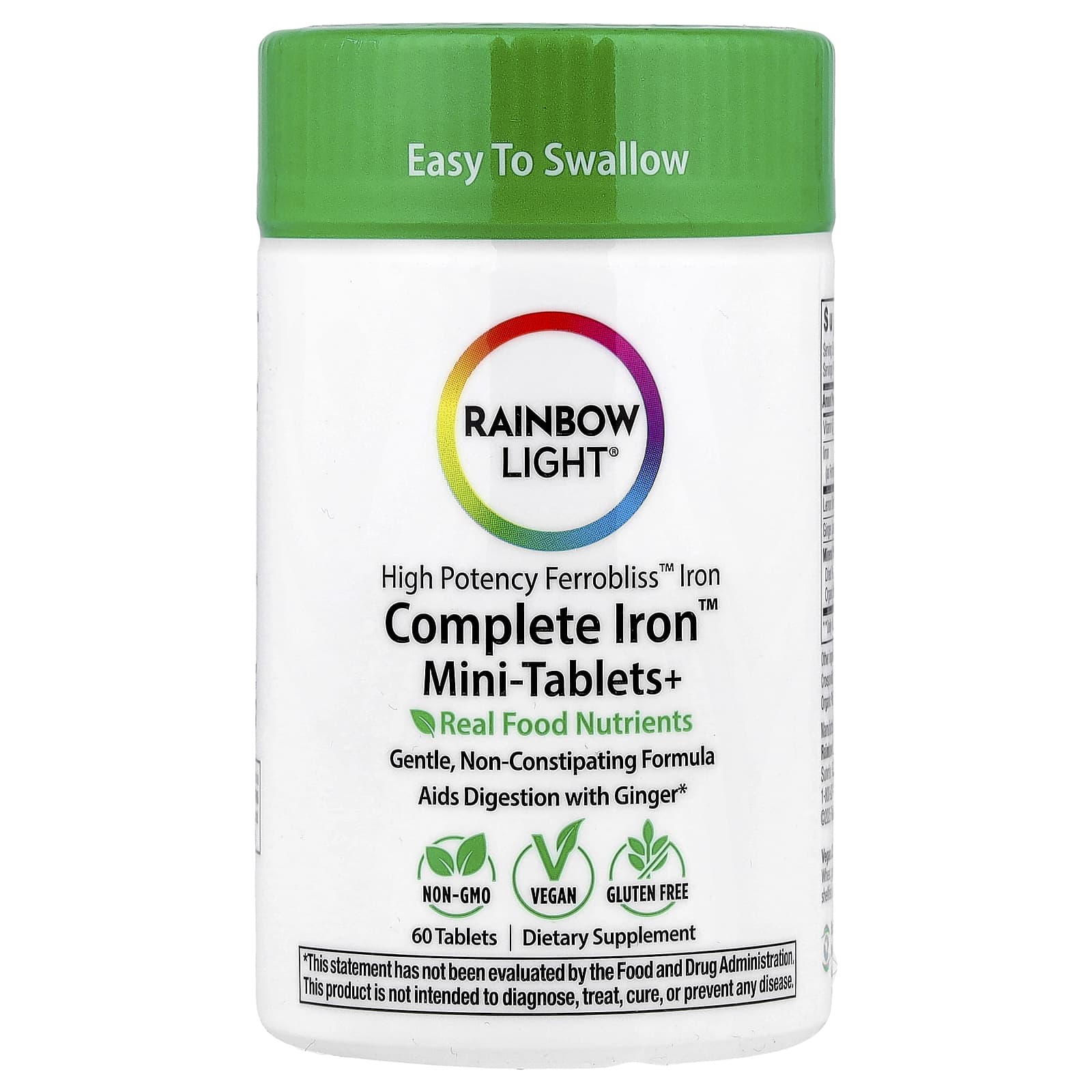 Rainbow Light, Complete Iron™ Mini-Tablets + Real Food Nutrients, 60 Tablets - Image 1