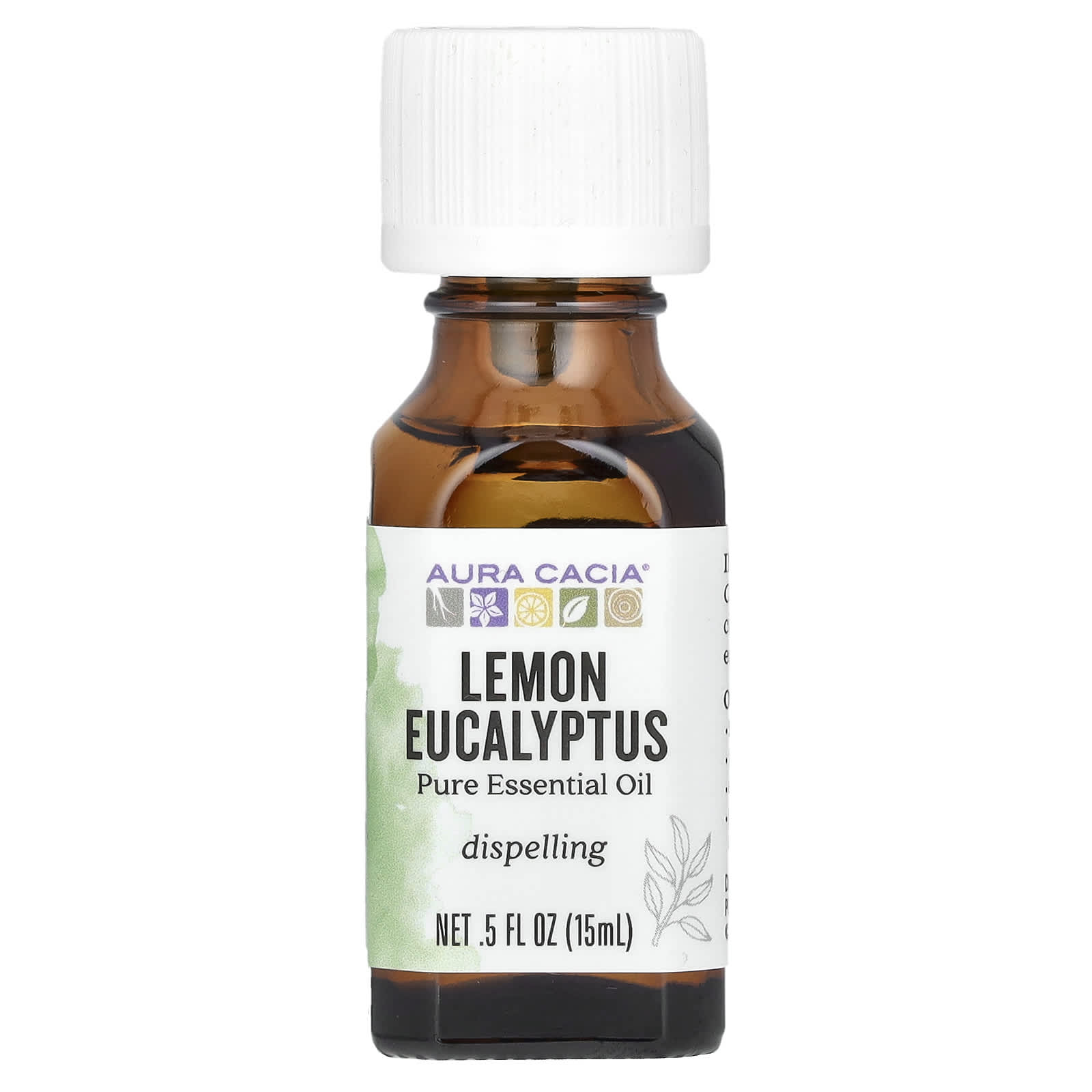 Aura Cacia Pure Essential Oil, Lemon Eucalyptus, 0.5 oz for Protection & Relaxation - Image 1