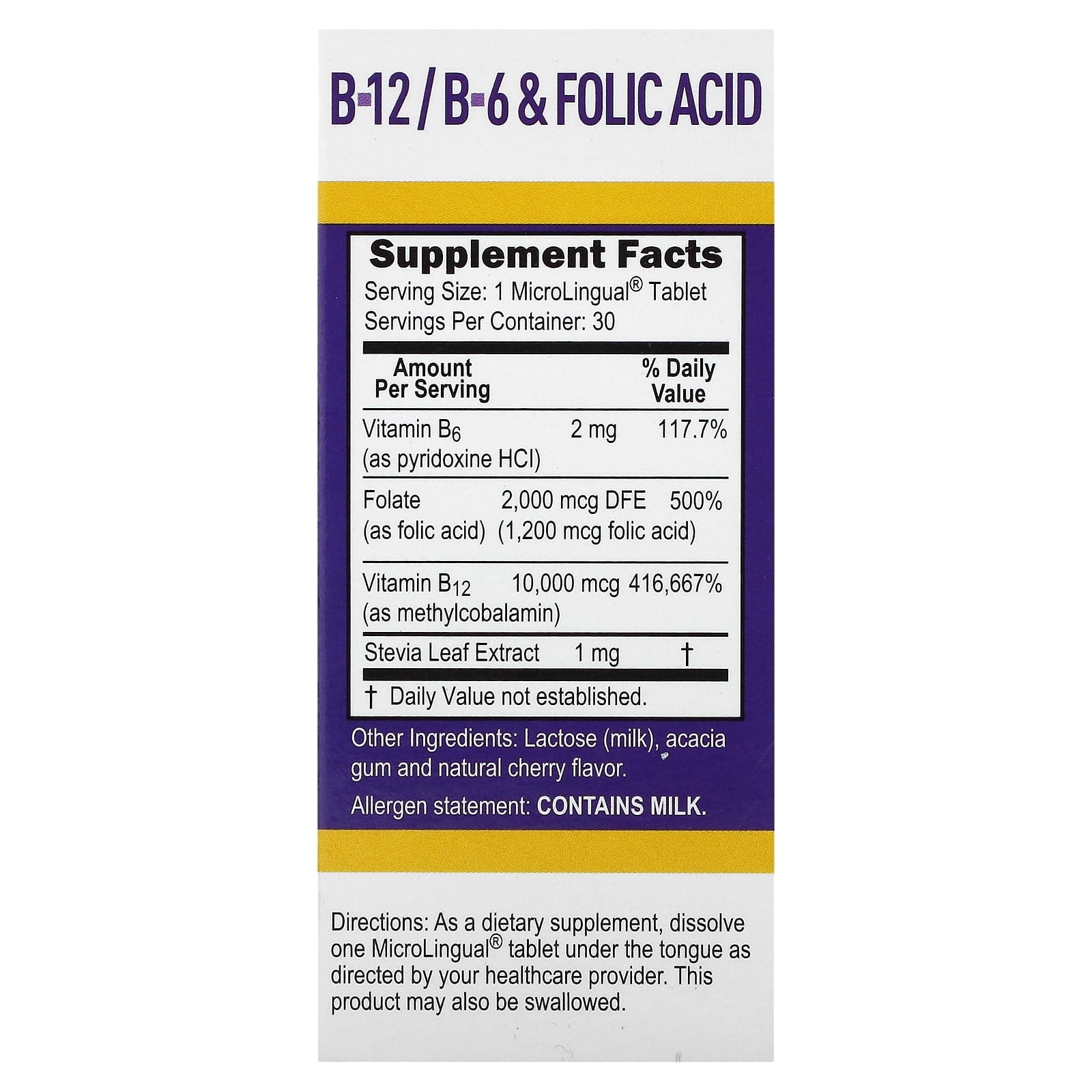 Superior Source, Methylcobalamin B-12, B-6 & Folic Acid, 30 MicroLingual Instant Dissolve Tablets - Image 2