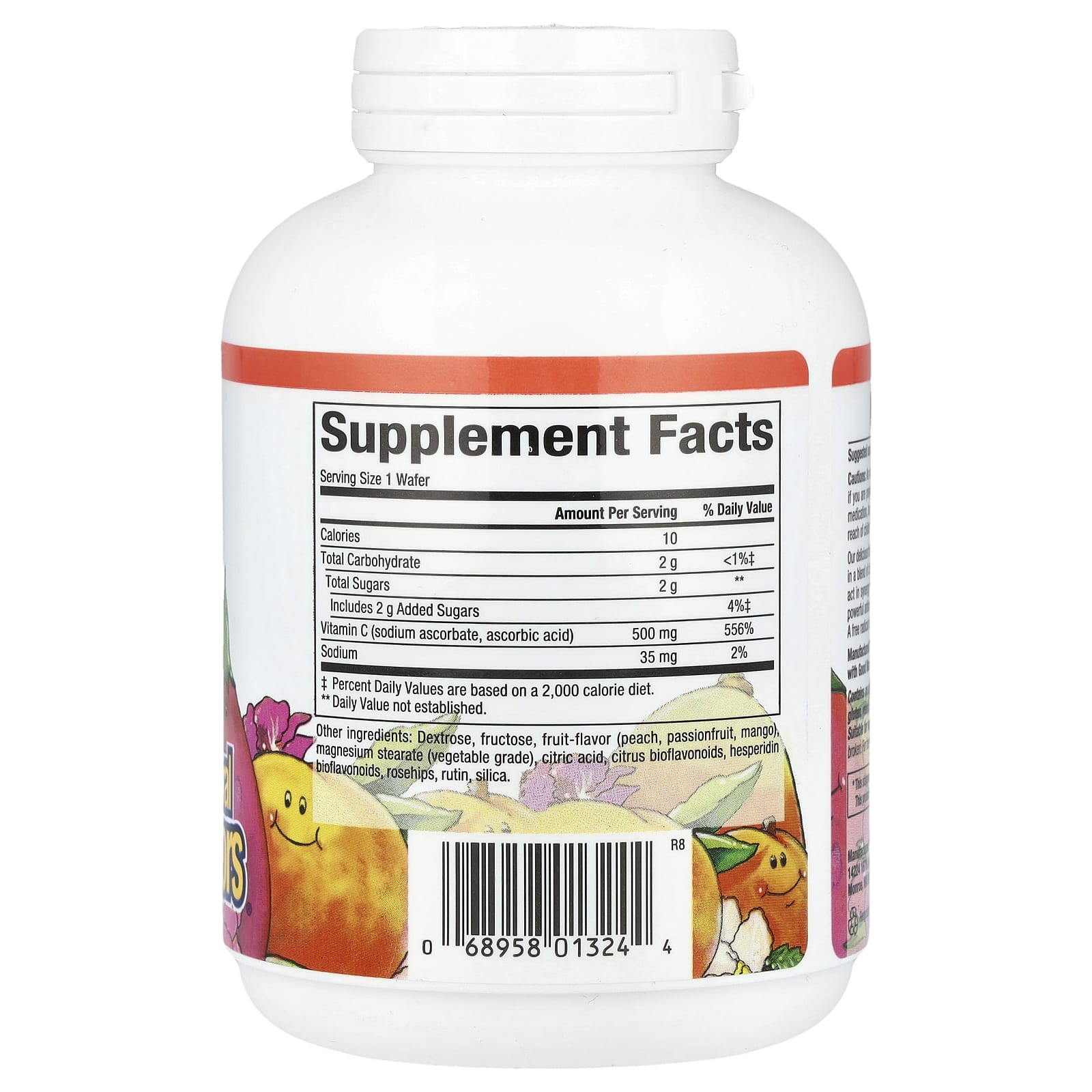 Natural Factors, Fruit-Flavor Chew Vitamin C, Peach, Passionfruit and Mango, 500 mg, 90 Chewable Wafers - Image 2