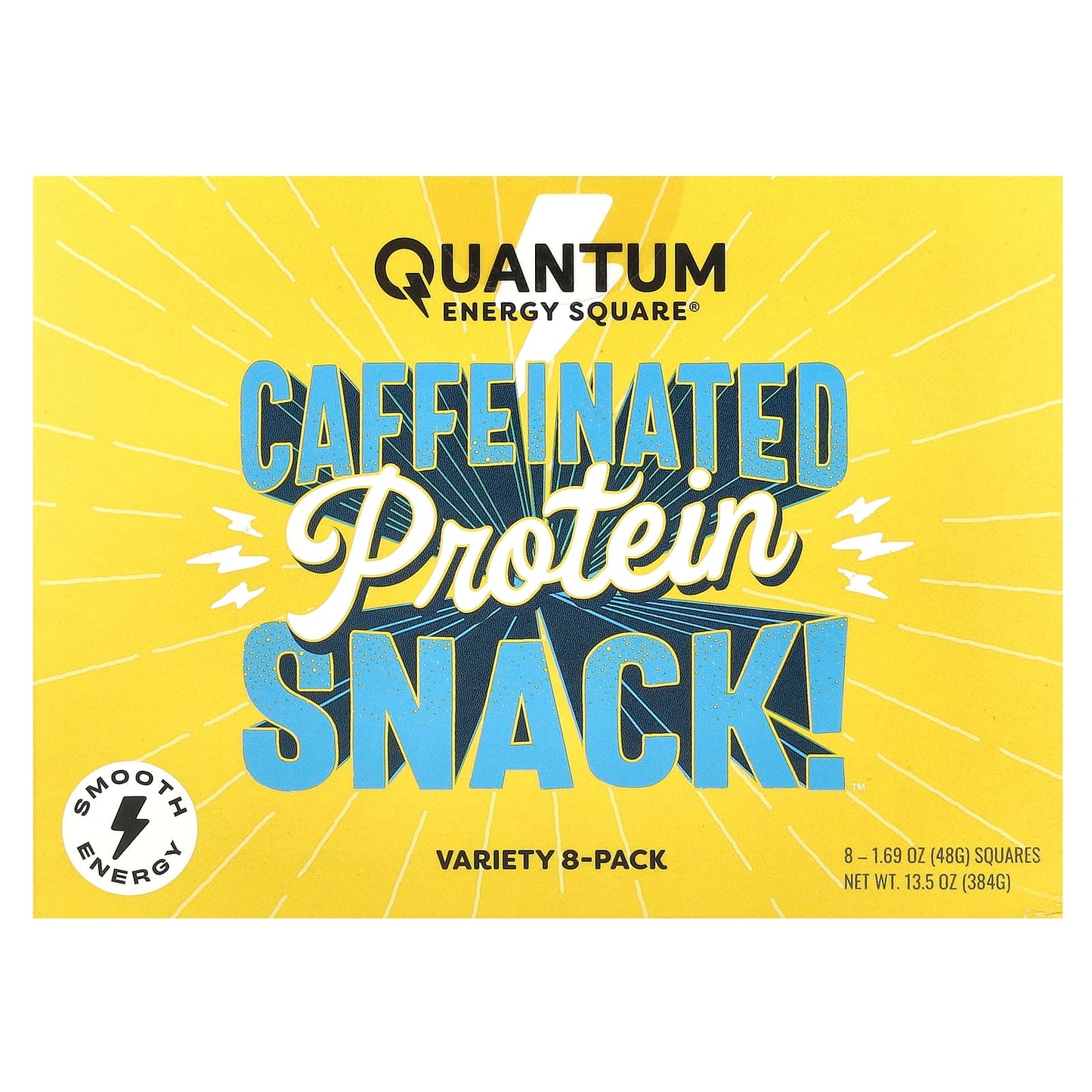 Quantum Energy Square, Caffeinated Protein Snack, Variety , 8 Squares, 1.69 oz (48 g) Each - Image 1