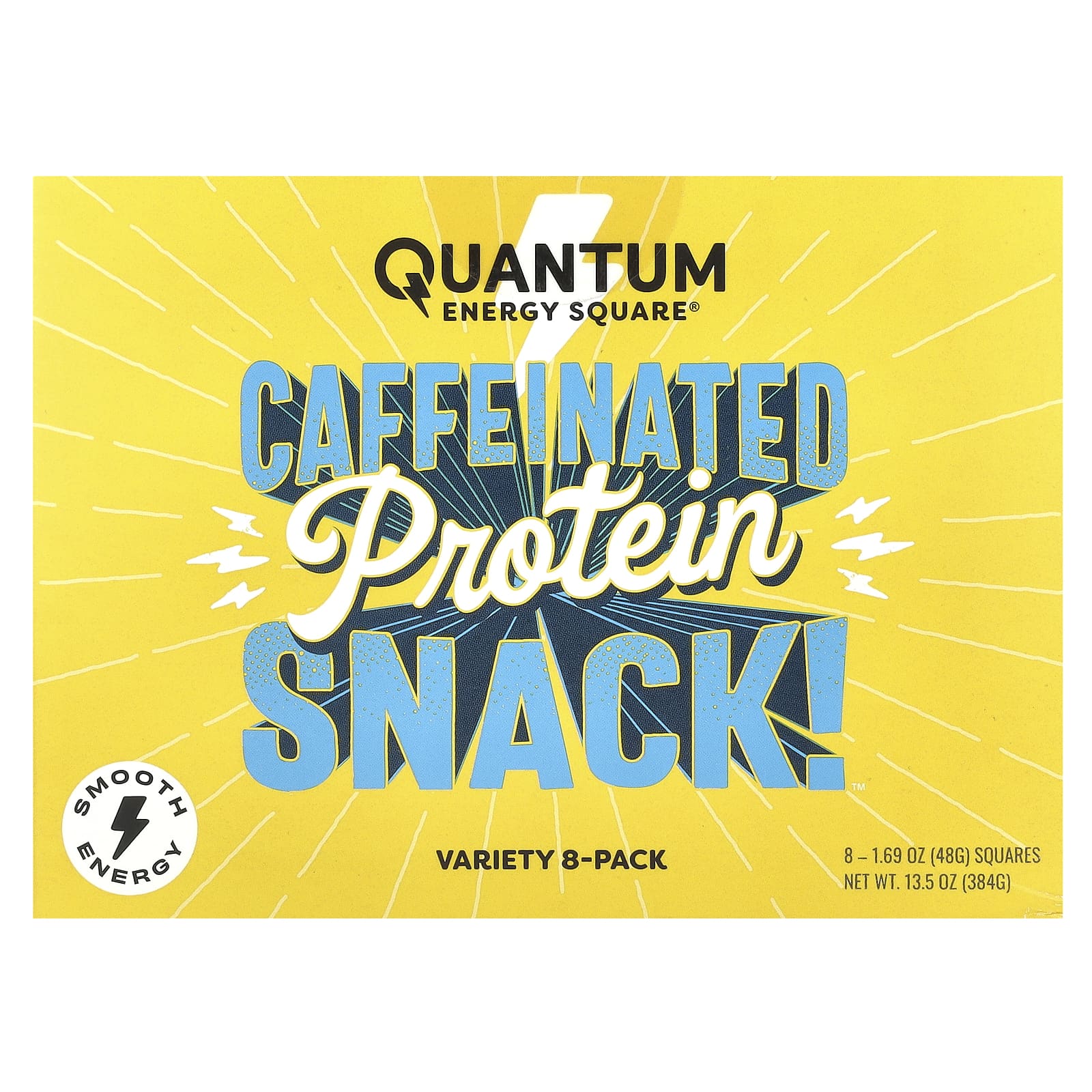 Quantum Energy Square, Caffeinated Protein Snack, Variety , 8 Squares, 1.69 oz (48 g) Each - Image 1