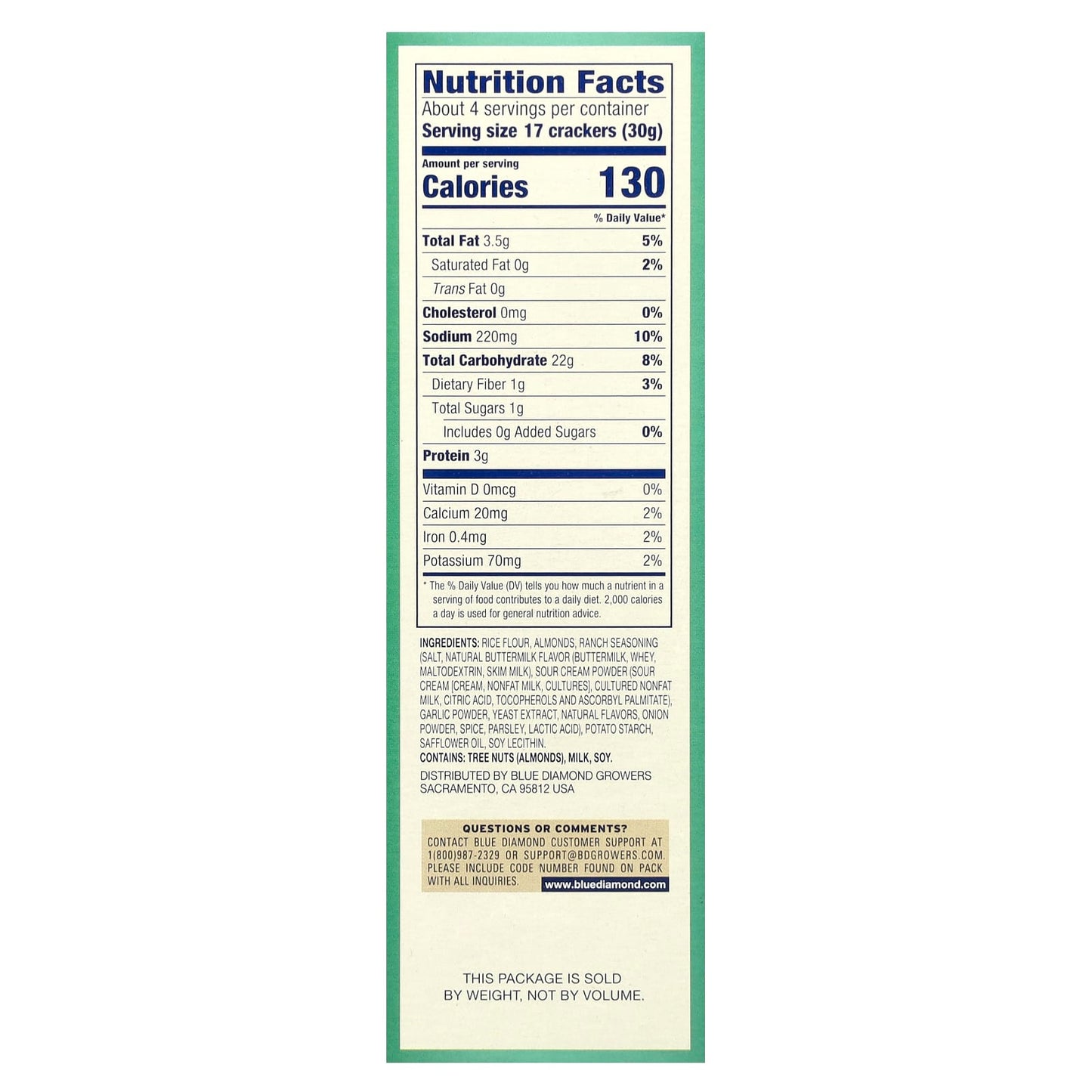 Blue Diamond Almond Nut-Thins, Country Ranch Flavor, Gluten-Free Snacks - Image 2