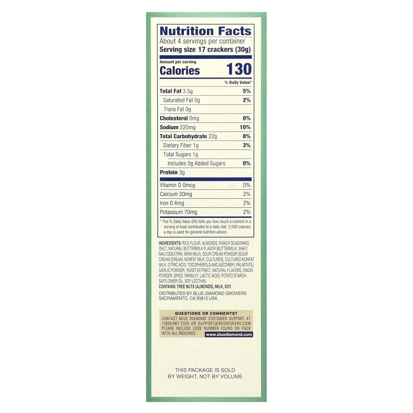 Blue Diamond Almond Nut-Thins, Country Ranch Flavor, Gluten-Free Snacks - Image 2