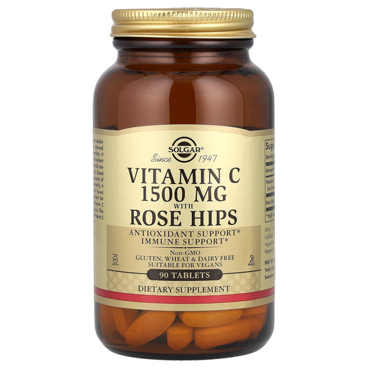 Solgar, Vitamin C with Rose Hips, 1,500 mg, 90 Tablets - Image 1