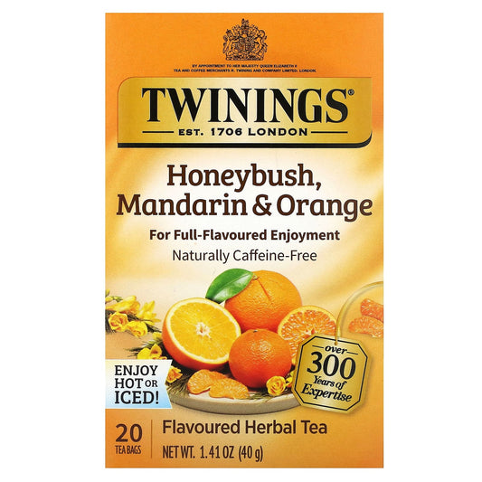 Twinings, Flavored Herbal Tea, Honeybush, Mandarin & Orange, Caffeine Free, 20 Tea Bags, 1.41 oz (40 g) - Image 1