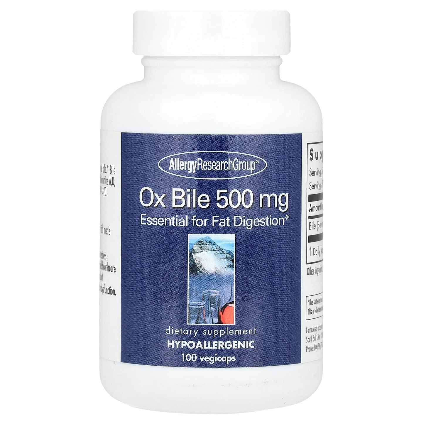 Allergy Research Group Ox Bile 500mg 100 Vegicaps - Image 1