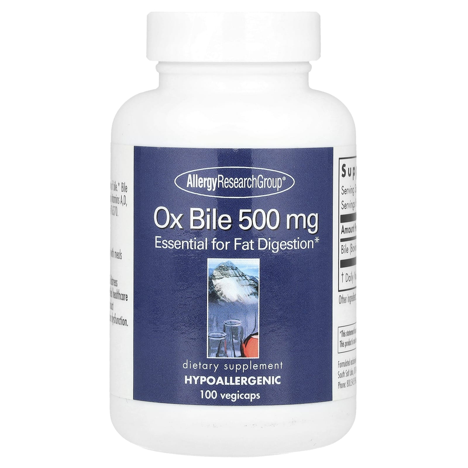 Allergy Research Group Ox Bile 500mg 100 Vegicaps - Image 1