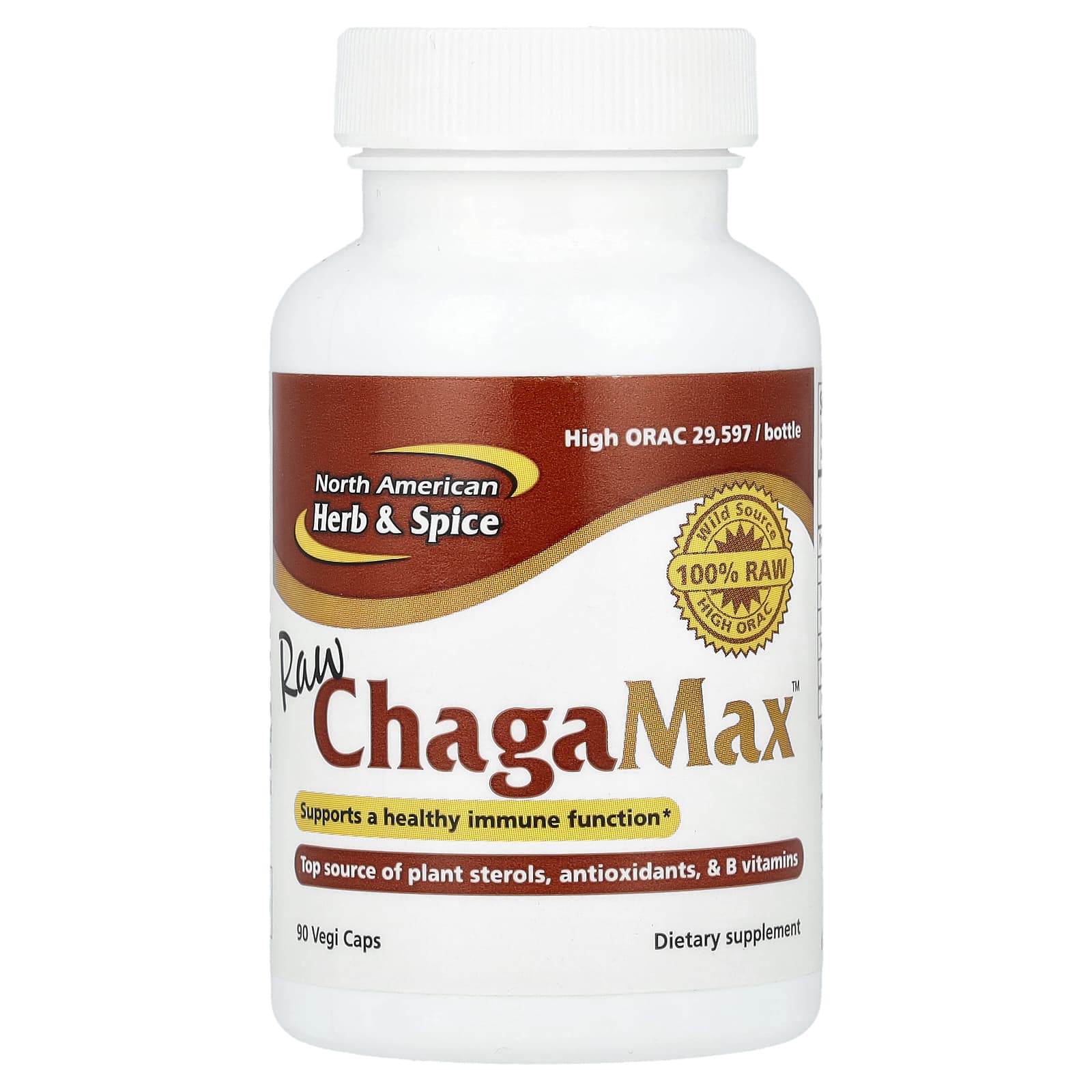 North American Herb & Spice, Raw ChagaMax™, 90 Vegi Caps - Image 1