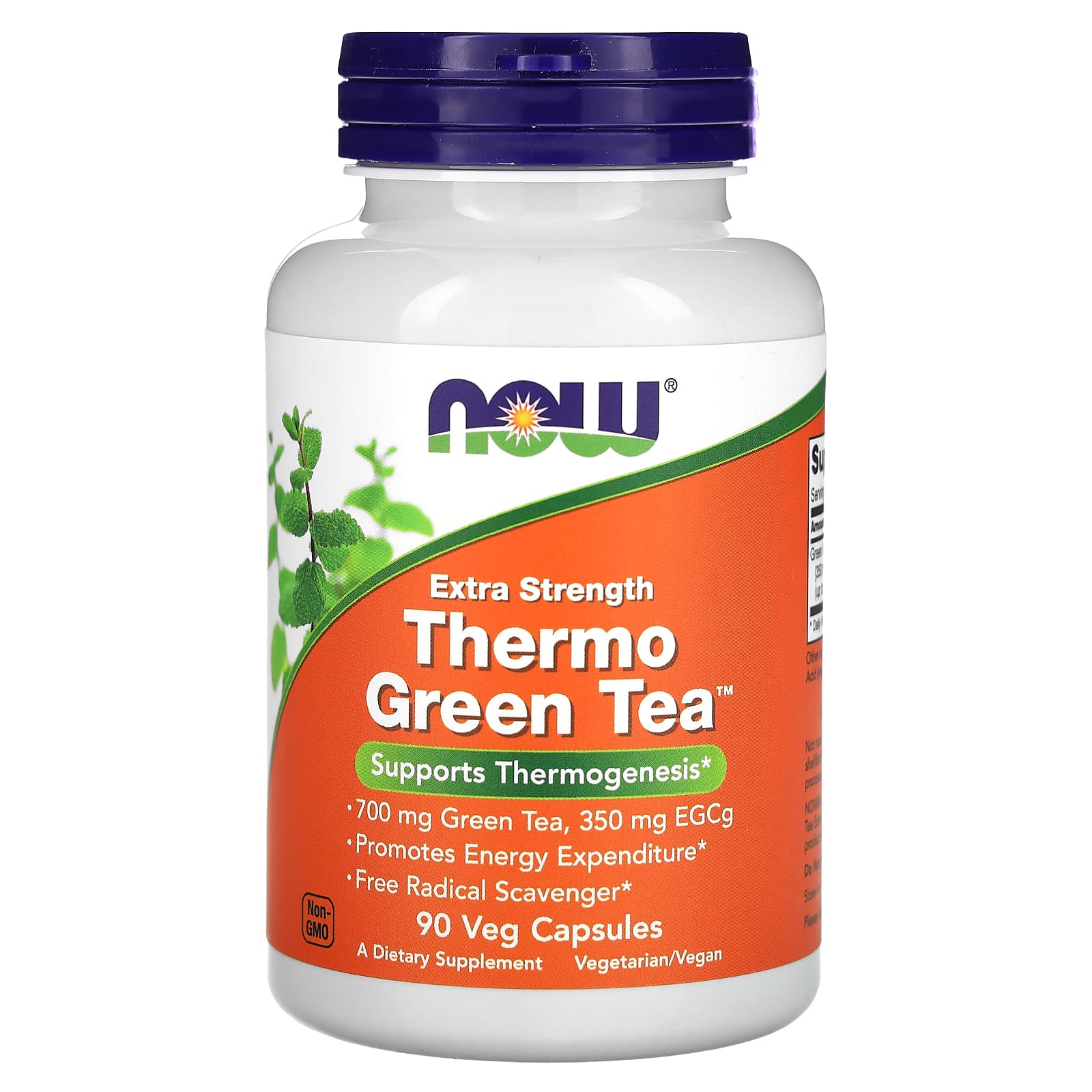 NOW Foods, Thermo Green Tea, Extra Strength, 700 mg, 90 Veg Capsules - Image 1