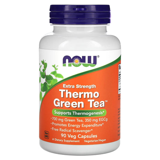NOW Foods, Thermo Green Tea, Extra Strength, 700 mg, 90 Veg Capsules - Image 1