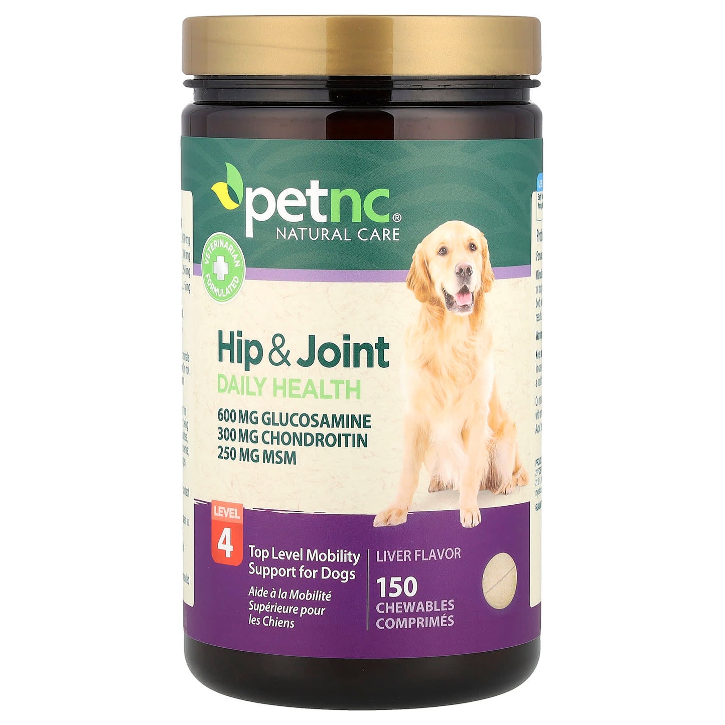 petnc NATURAL CARE, Hip & Joint Daily Health, Level 4, For Dogs, Liver, 150 Chewables - Image 1