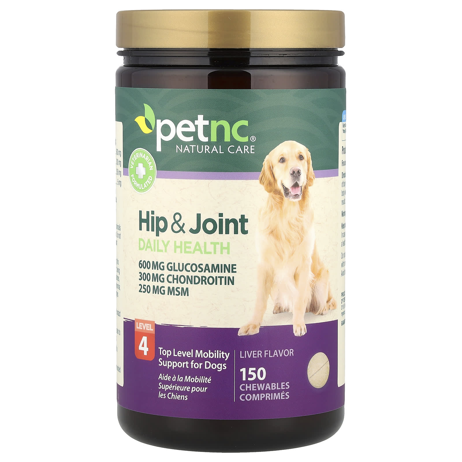 petnc NATURAL CARE, Hip & Joint Daily Health, Level 4, For Dogs, Liver, 150 Chewables - Image 1
