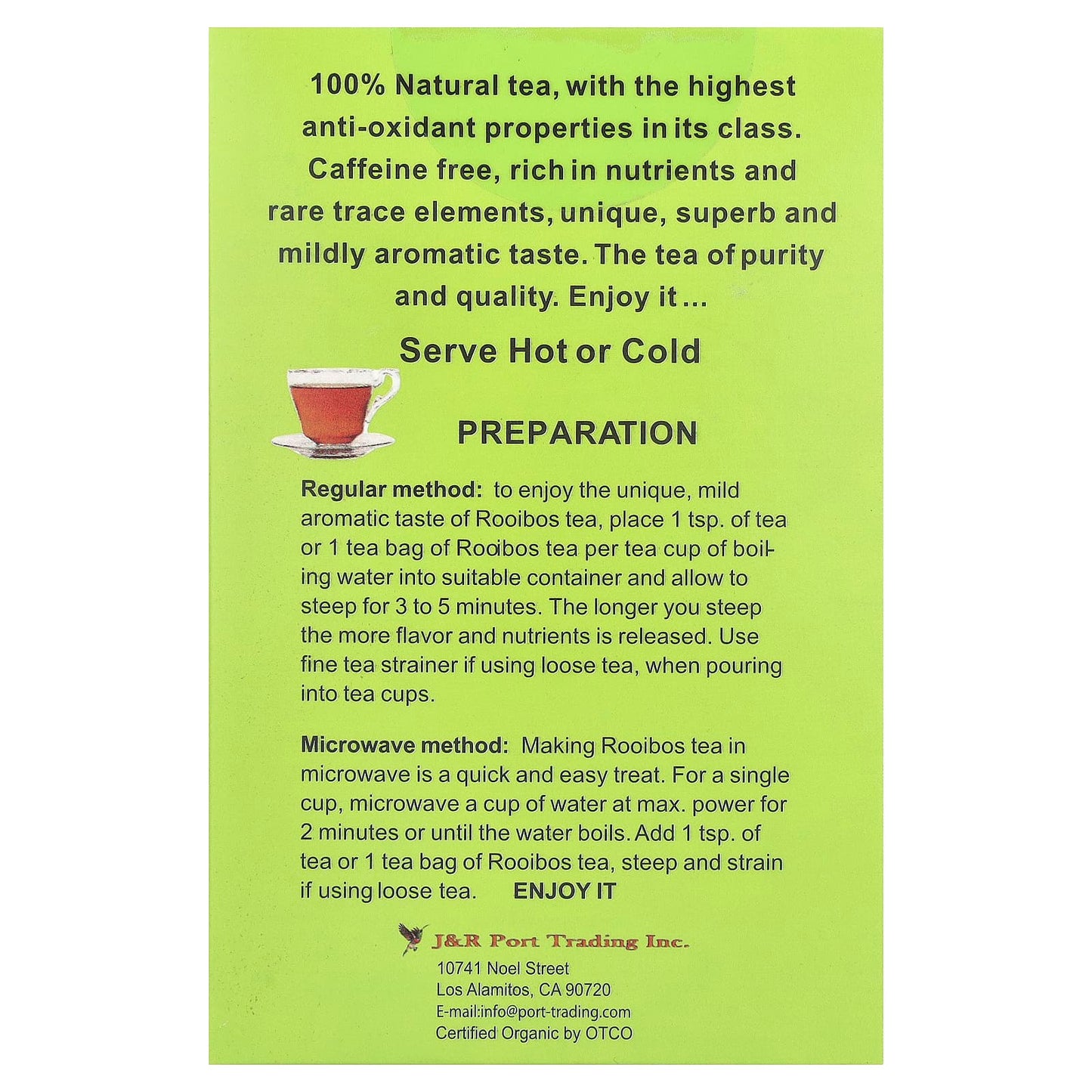 South Africa's Best Organic Green Rooibos Tea - Caffeine Free, 40 Tea Bags - Image 2
