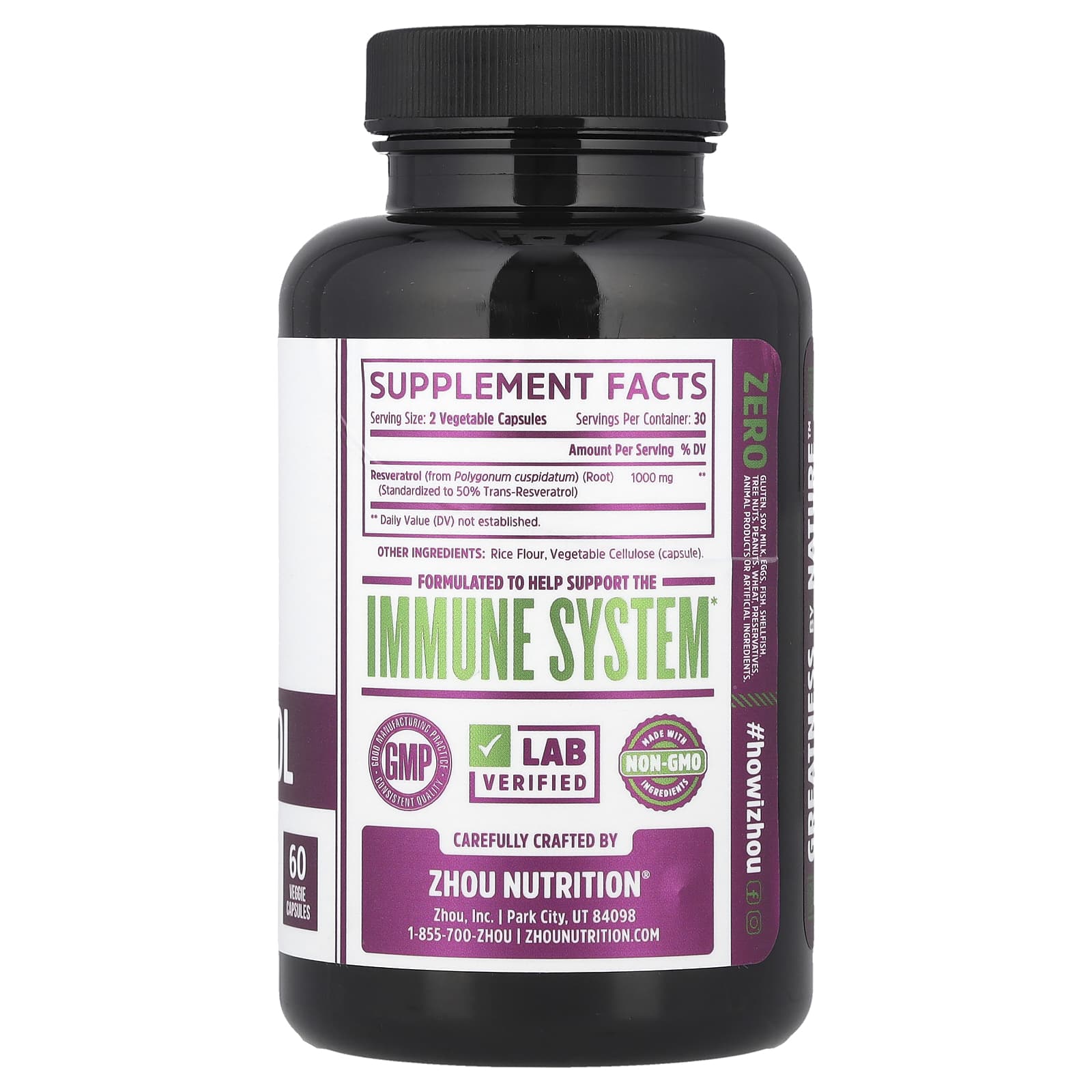 Zhou Nutrition, Resveratrol, 60 Veggie Capsules (500 mg per Capsule) - Image 2