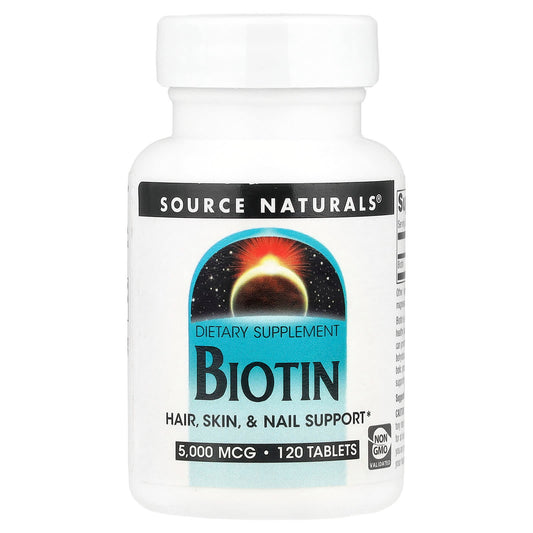 Source Naturals, Biotin, 5,000 mcg, 120 Tablets - Image 1