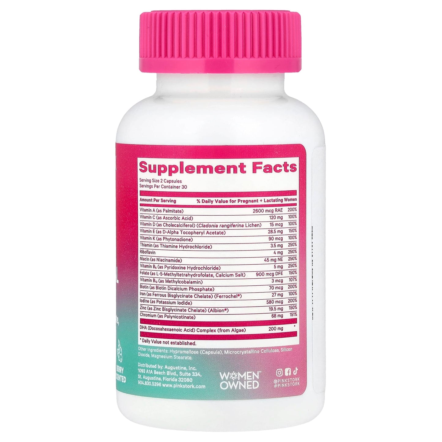 Pink Stork, Total Postnatal + DHA, Berry, 60 Capsules - Image 2