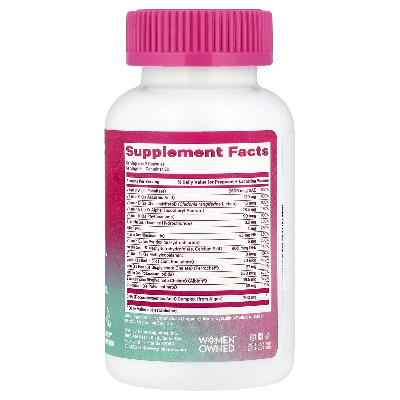 Pink Stork, Total Postnatal + DHA, Berry, 60 Capsules - Image 2