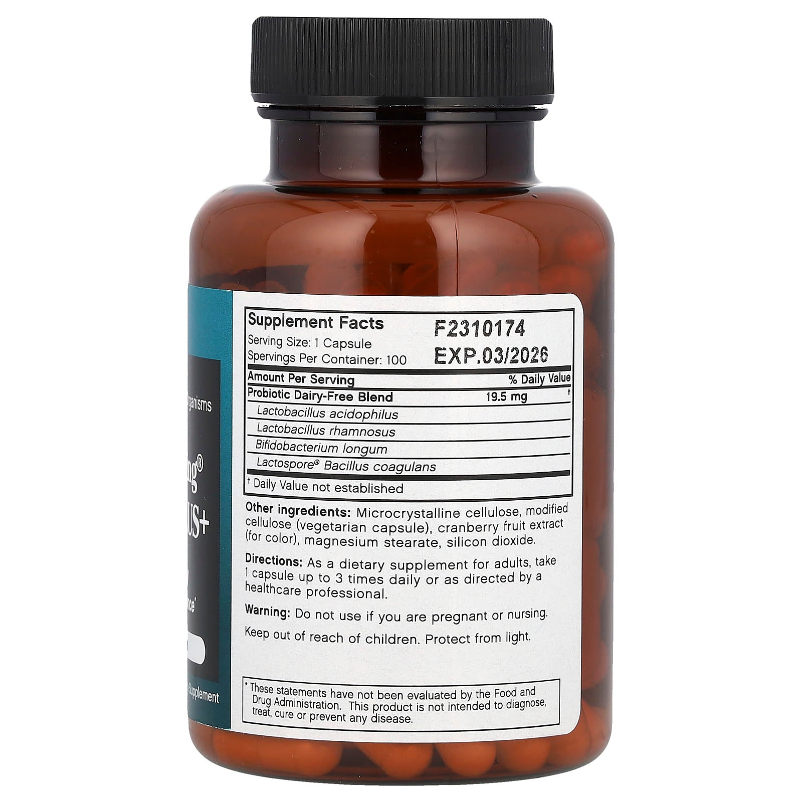Futurebiotics Acidophilus+ Probiotics for Healthy Gut, 100 Veg Capsules - Image 2