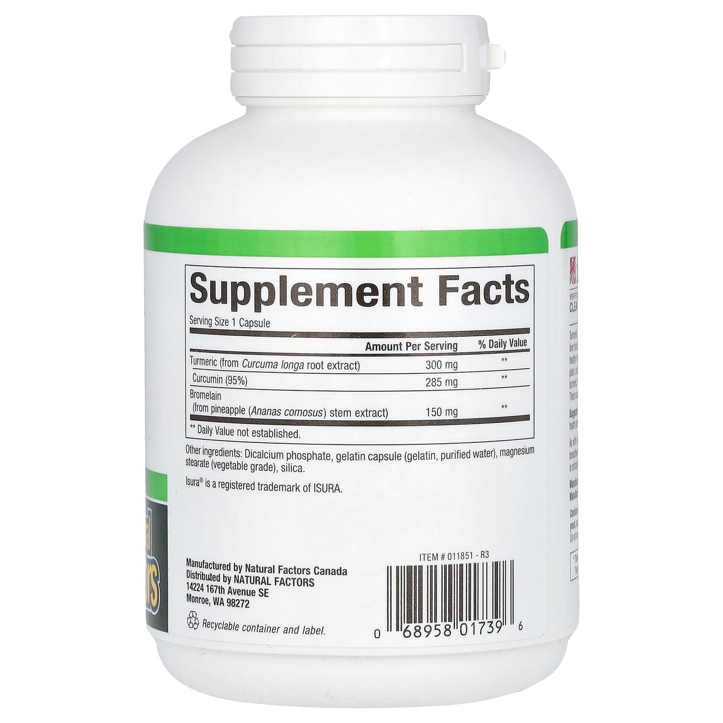 Natural Factors, Turmeric & Bromelain, 450 mg, 180 Capsules - Image 2