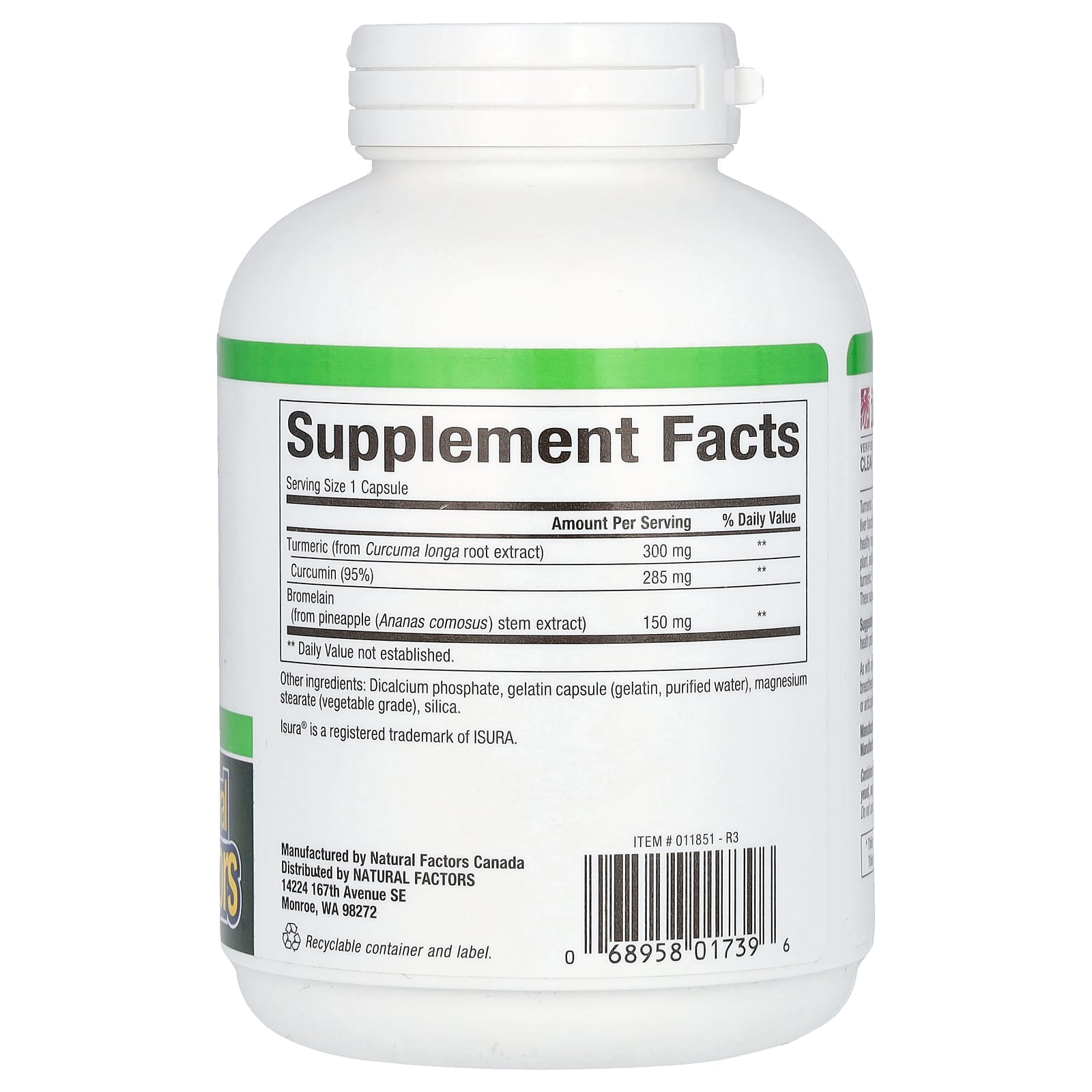 Natural Factors, Turmeric & Bromelain, 450 mg, 180 Capsules - Image 2