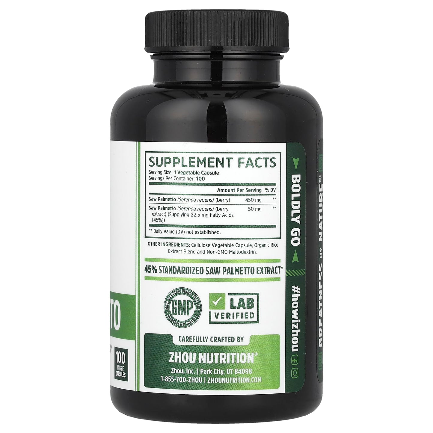 Zhou Nutrition, Saw Palmetto, 100 Veggie Capsules - Image 2