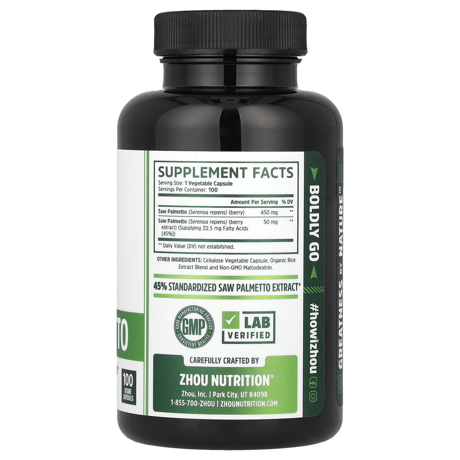 Zhou Nutrition, Saw Palmetto, 100 Veggie Capsules - Image 2