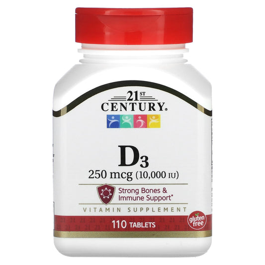 21st Century Vitamin D3 Supplement for Strong Bones & Immune Support - 110 Tablets - Image 1